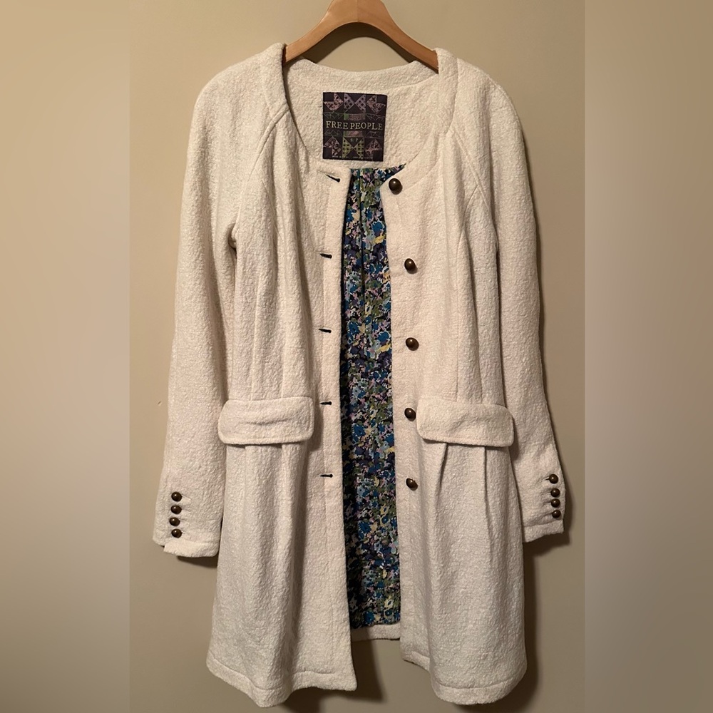Free People Textured Coat with Button Details